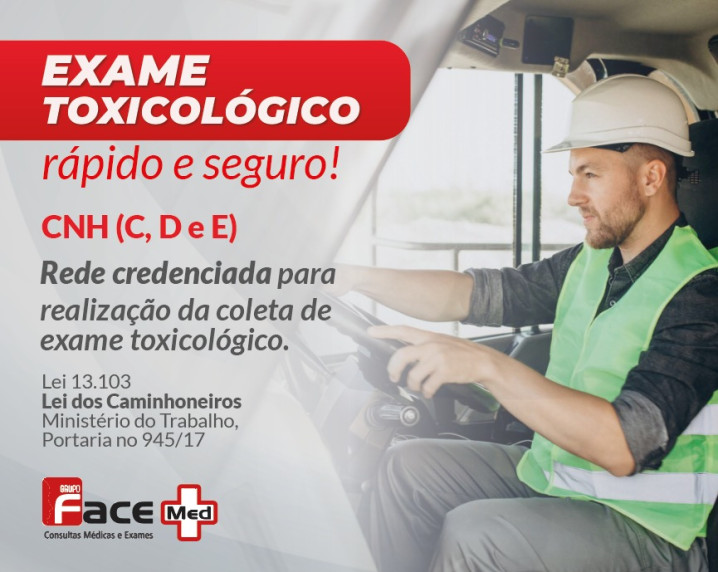 Facemed realiza exames toxicológicos nas unidades de São Leopoldo e  Novo Hamburgo !!