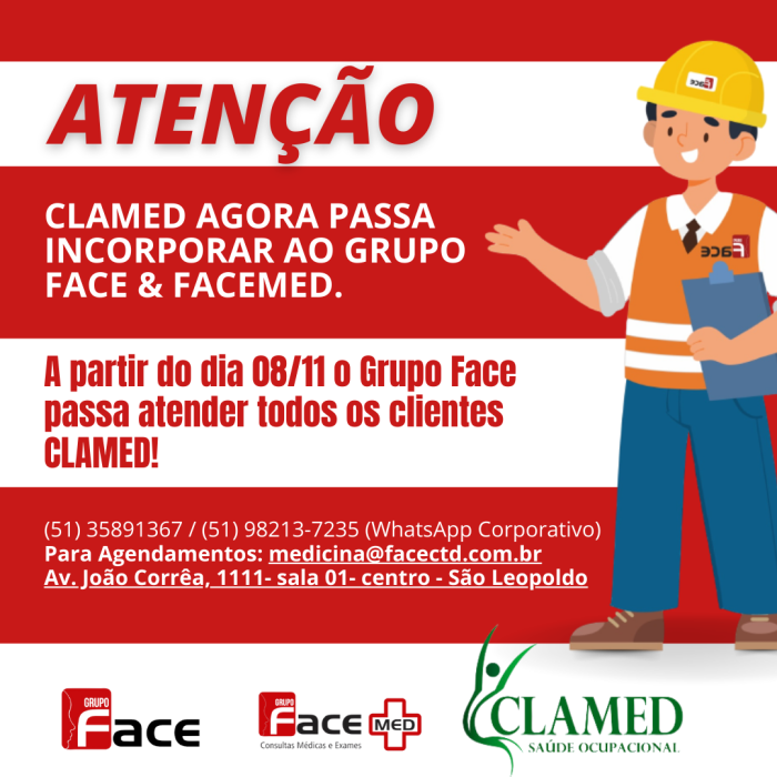 CLAMED AGORA PASSA INCORPORAR AO GRUPO FACE & FACEMED.