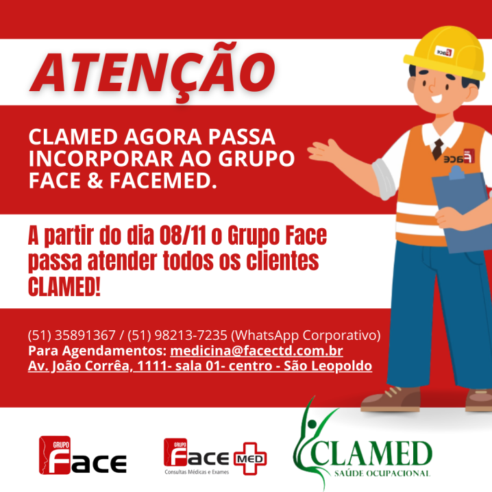 CLAMED AGORA PASSA INCORPORAR AO GRUPO FACE & FACEMED.